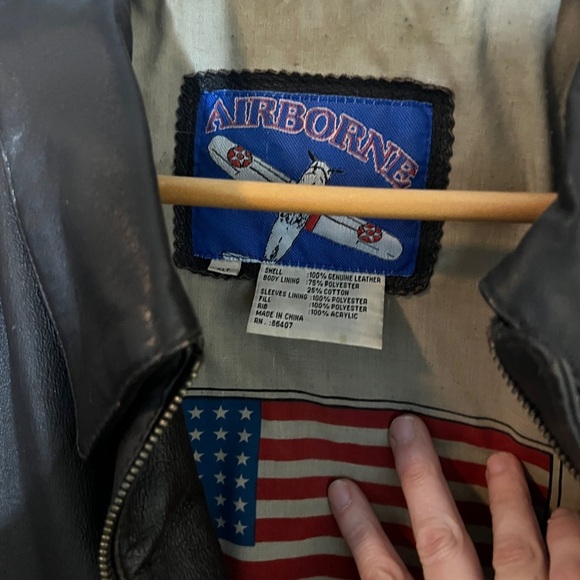 Men's Brown bomber  Leather Jacket- airborne - Picture 4 of 5